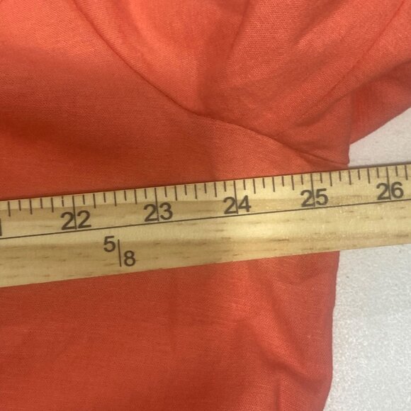 Susan Graver Linen Blend Top X-Large Coral Floral Embroidery Long Sleeves - Picture 8 of 9